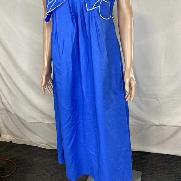 English Factory Women’s Iris Flower Appliqué Maxi Dress Size XXL Sea Blue - Picture 8 of 11
